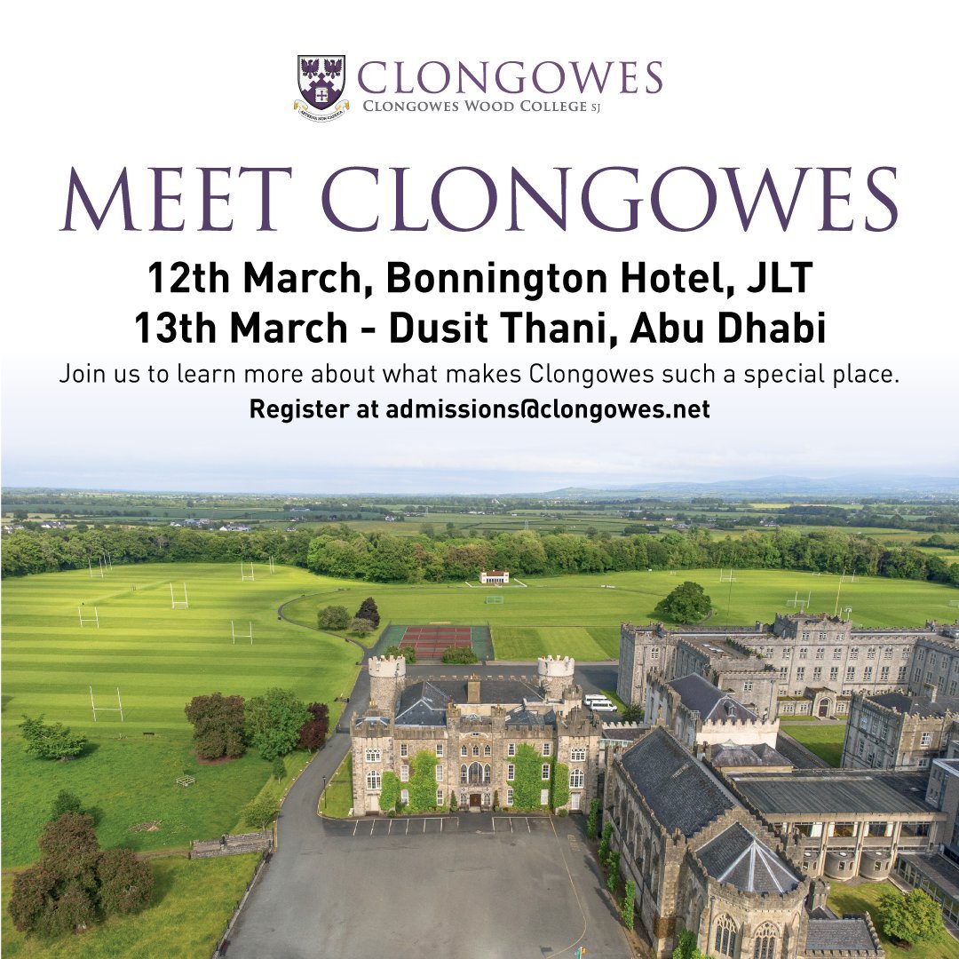 Join Clongowes for their roadshow in Dubai & Abu Dhabi in March. RSVP directly to the details on flyer.